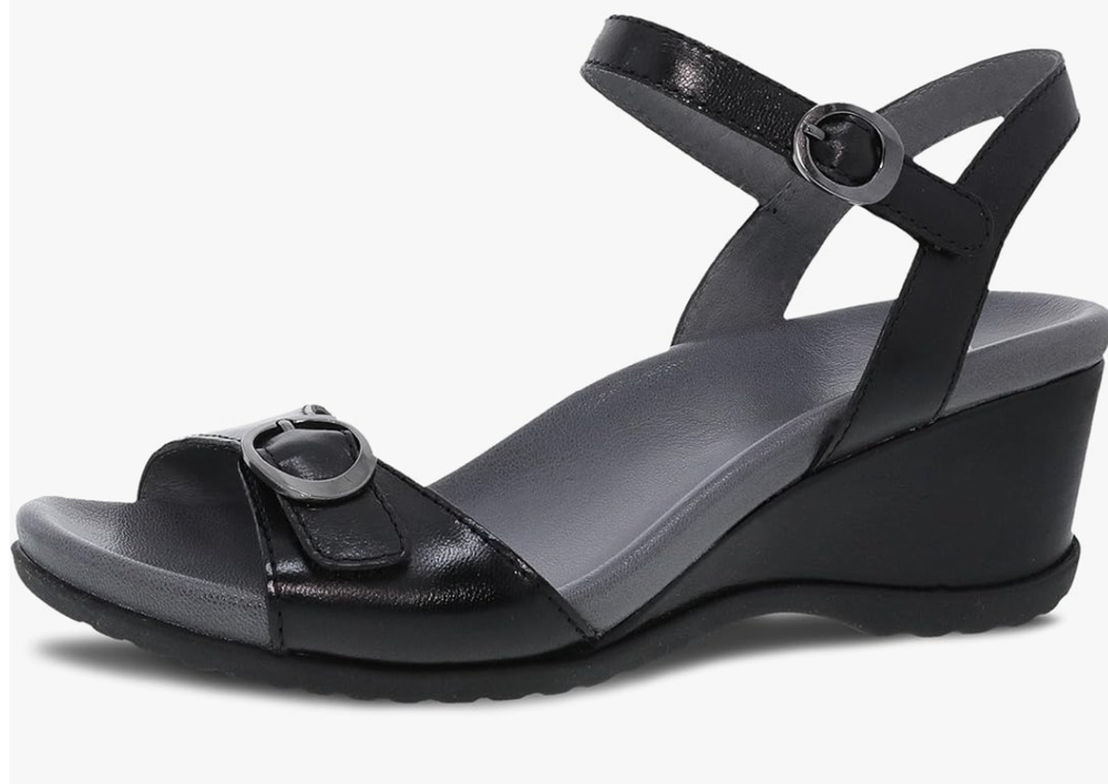 Dansko Arielle Wedge Sandal for Women Black 10.5-11 M US
